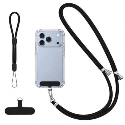 Image of Sumiko Phone Lanyard Strap, Adjustable Neck and Wrist Strap with 2pcs Tether Pads Versatile anti theft mobile strap switches between neck and wrist carry, compatible with most mobile phones (A5-P0)