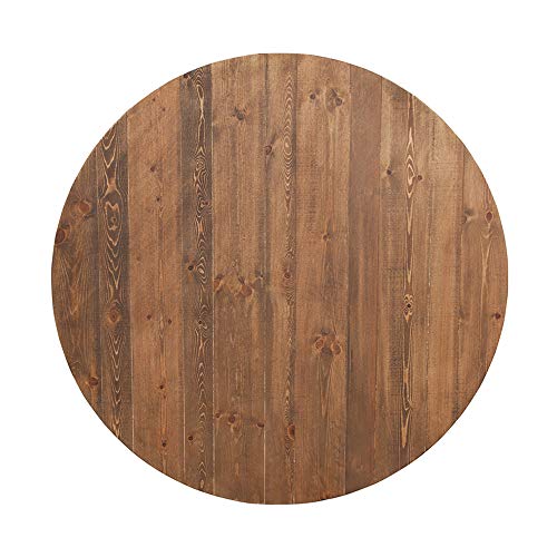 Flash Furniture Hercules Series Round Farm Inspired, Rustic & Antique Pine Dining Room Table, 59.75"W X 59.75"D X 30"H, Antique Rustic #TOP2