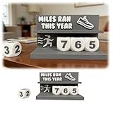 Fitness Goal Tracker with Rotating Number Cubes, Running Mileage Counter Desktop Display for Marathon Training, Steps, Walking & Cycling Distance, Motivational Analog Progress Tracker for Runners