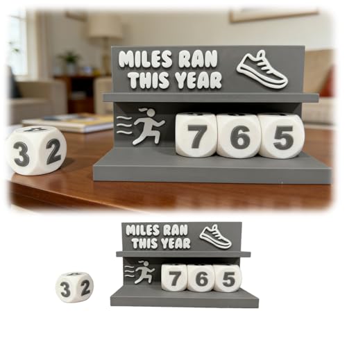 Fitness Goal Tracker with Rotating Number Cubes, Running Mileage Counter