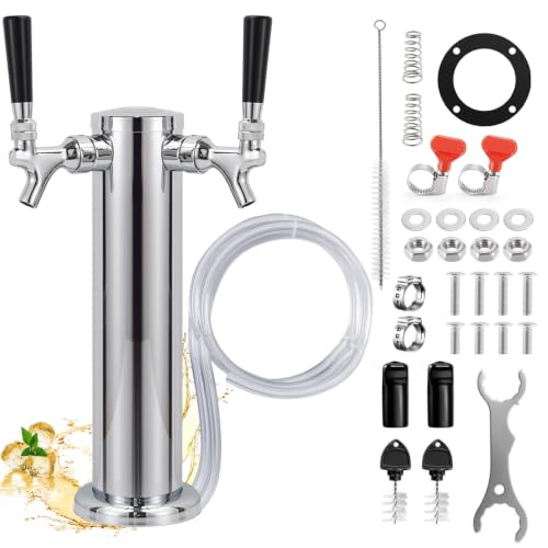 WELLBOM Dual Tap Kegerator Tower 3 Beer Tap Tower Keg Tower