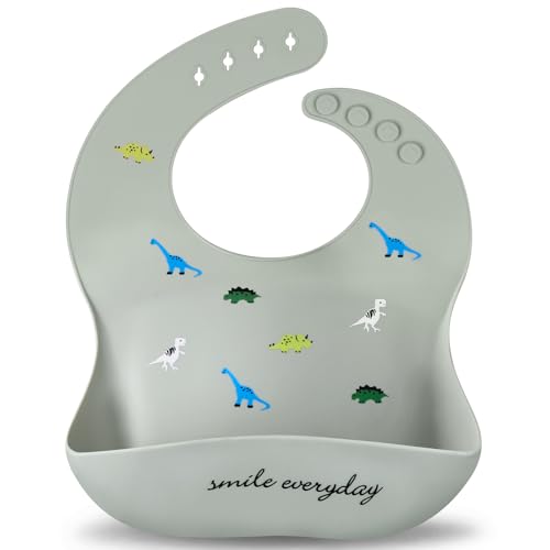 Accmor Silicone Baby Bibs, Waterproof Soft Bibs for Baby Girls Boys Feeding Eating, Silicone Baby Bibs with Large Pocket