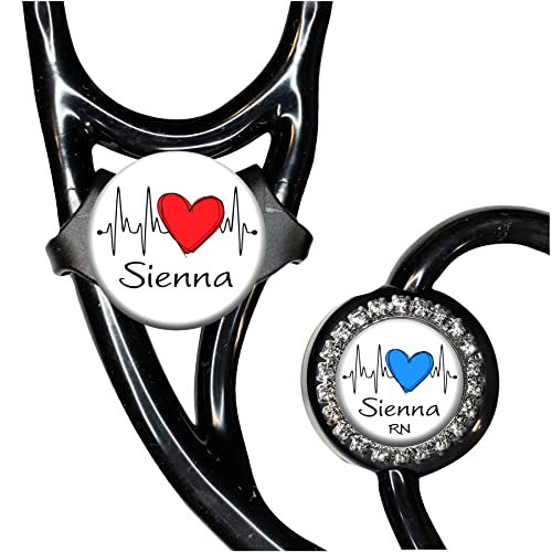 Stethoscope Name Tag Personalized For Littmann - Heart (10 Colors) Stethoscope Id Tag - Custom Adjustable Identification Tag With Name Label - Gift For Nurses, Doctors, Veterinarians And Med Students #TOP20