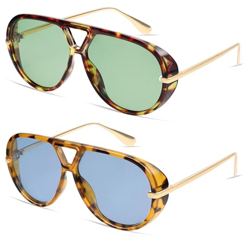 Image of VANLINKER Oversized Trendy Polarized Aviator Sunglasses for Women Men Retro Round Sunglasses Vintage Shield Shades VL9798