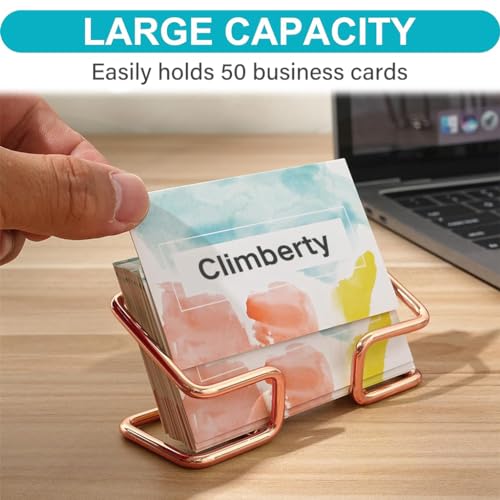 Image of Climberty Metal 1Pcs Visiting Card Holder for Men, Business Card Holder for Desk, Business Card Holder Display Stand, Modern Business Card Organizer, Desktop Business Card Holders (Rose Gold)