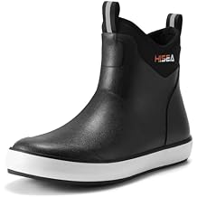 HISEA Mens Deck Boots, Waterproof Ankle Rain Boots, Saltwater Fishing Garden Boots with High Traction, Outdoor Short Rubber Shoes for Boating Sailing Farming Yard Work