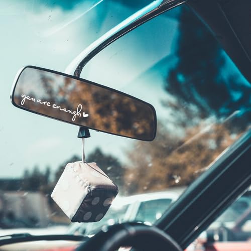 Image of Miarita 3X Hello Beautiful Rearview Mirror Decal, Vanity Mirror Stickers, Car Decals for Women, Rear View Mirror Sticker, Car Stickers and Decals, Rearview Mirror Accessories, (You are Enough White)