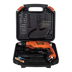 BLACK+DECKER HD555K50 550W 13mm Corded Variable Speed Reversible Impact Drill Machine Kit for Home & DIY Use (50 Accessories Kitbox) For Masonry, Brick & Wood, 1 Year Warranty, ORANGE & BLACK