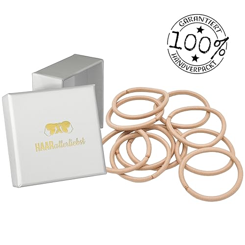 HAARallerliebst® Pack of 10 Thick Beige Hair Bobbles Colour Sand Blonde, Metal-Free Braid Elastics - Image 4
