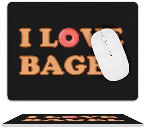I Love Bagel Leather Mouse Pad Desk Mat Ultra-Thin Non-Slip Square Gaming Pads for Computers Laptop Office