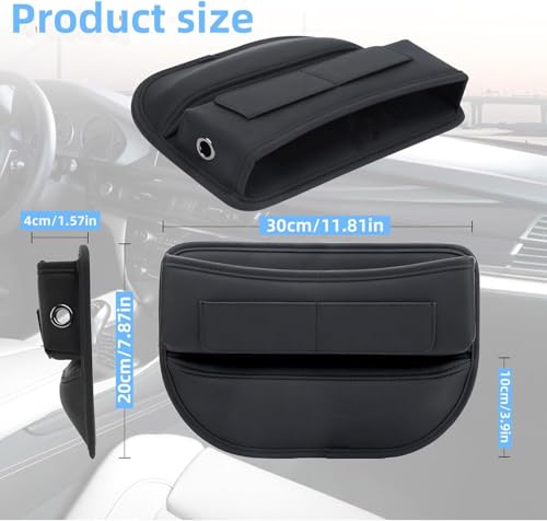 Image of Automaze Car Seat Gap Filler Organizer - Premium Leather, Adjustable Storage Box Organiser for Phones, Wallets, Keys & More - Universal Fit for Cars