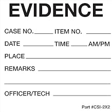 Crime Scene Evidence Labels, Ballpoint & Marker Friendly for Official Use - 2 inch x 2 inch Pack of 100