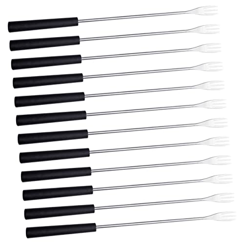 BRIGHTFUFU 12Pcs Stainless Steel Fondue Forks with Comfortable Handles for Chocolate and Cheese Fondue for Dipping Fruits and Nuts Kitchen Supplies