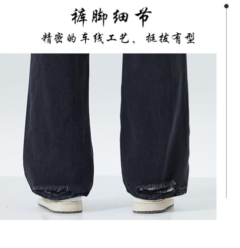 Jeans Pants Trousers Denim Versatile Simple Style High End Black Micro Pull Men's Washed Floor Comfortable 7