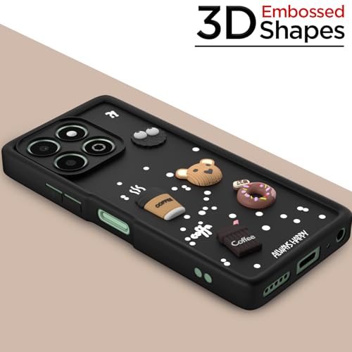 Image of Pikkme Back Cover for Honor X6b | Cute Fun Cartoon 3D Bear Silicone Full Body Protection Bumper Case (Black)