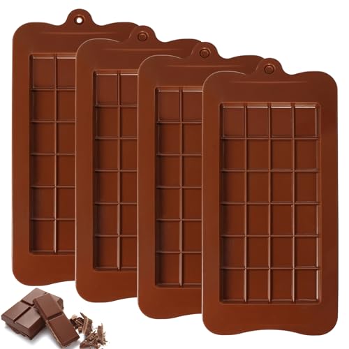4 Stück Silikon Schokoladenform Tafel, Brechbare Schokoladenformen, Silikonform für Schokolade BPA-frei, Chocolate Mold Antihaft-wiederverwendbare, für Schokolade, Süßigkeiten, Gelee