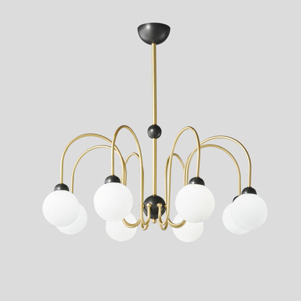 KXEcoLife G9 Scandinavian all copper light luxury chandelier, minimalist magic bean molecular for living room bedroom dining fixture,8 heads
