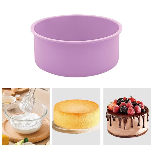 Teglie per torte in silicone, protezione per torta, stampi rotondi in silicone antiaderente per torte a strati, torte al formaggio e torte al cioccolato (viola, 15,2 cm)
