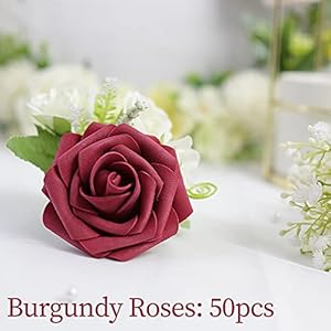 Alternative view of Harrysmai Gefälschte Rosen mit Stiel, Rosen Künstliche Blumen für Dekoration, Künstliche Rosen für Tafelaufsätze, Blumensträuße, Schaumblumen sehen realistisch aus für Kuchen, Brautdusche, DIY Arrangements