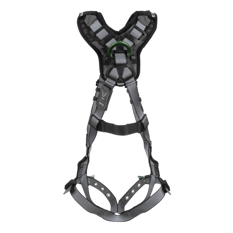 Image of MSA V-FIT Standard Safety Harness - Polyester & Nano-Technology Treated Web Full Body Harness Back, Shoulder Padding, Gray