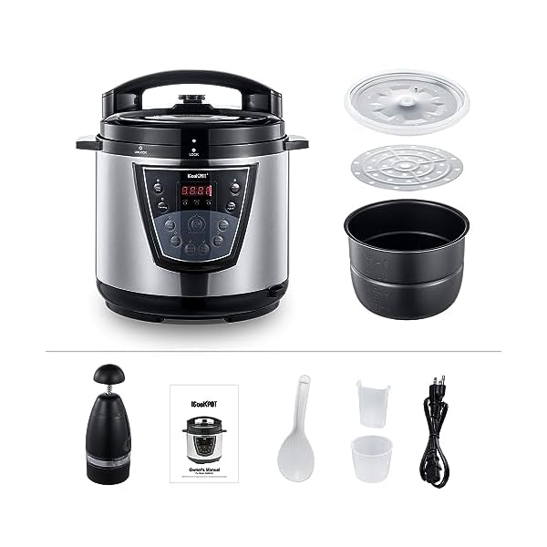 9 in 1 Electric Pressure Cooker,Slow Cook,Rice/Grain Cooker,Steamer,With Non-Stick Coating Inner Pot,Stainless Steel,6 Quart