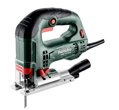 metabo Stichsäge STEB 100 Quick - 710 W, 100 mm Schnitttiefe - VC Elektronik, werkzeugloser Sägeblattwechsel, präzises Sägen, Soft-Grip - Ideal für Holz, Metall und Kunststoff - Inkl. Kunststoffkoffer