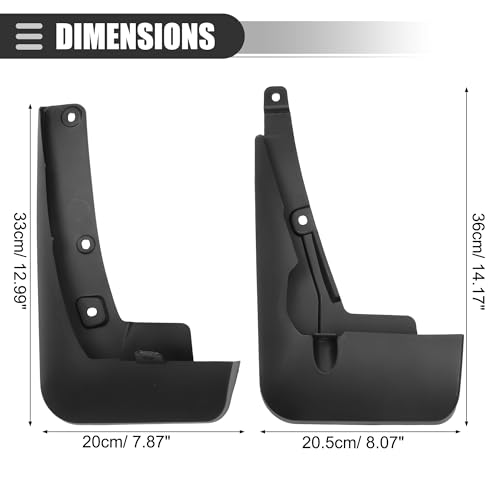 Image of Motoforti Car Mud Flaps, Splash Guards, for Toyota Highlander Sport 2020-2023, Plastci, with Screw, Black, 1 Set