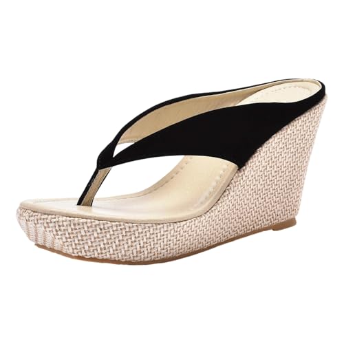 Sandales plates à talons épais 9cm femme style tongs bohèmes