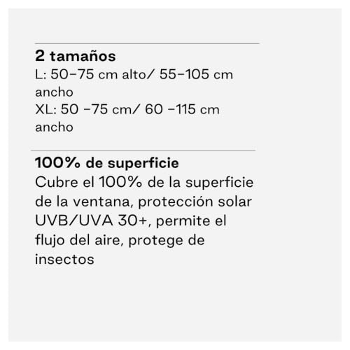 Miniatura 5 de Jané Parasol Coche Bebé Ventana, Protección Solar Uv 30 , Antimosquitos, Universal, Transpirable, Pack 2 Unidades, Talla L, Negro