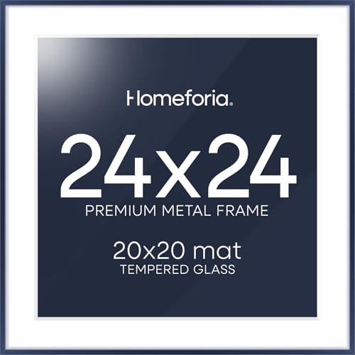 Homeforia 24x24 Picture Frame Navy Blue, High End Metal 24