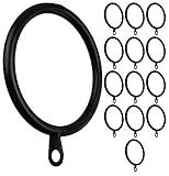 Meriville 14 pcs Black 2-Inch Inner Diameter Metal Curtain Rings with Eyelets