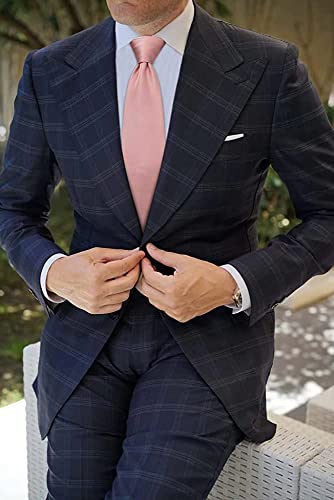 Image of HISDERN Mens Solid Color Ties Formal Satin Necktie and Pocket Square Set Classic Wedding Business Tie & Handkerchief