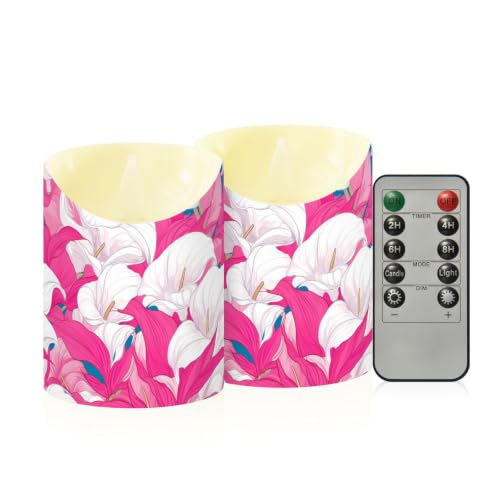 Velas sin llama para dormitorio vintage juego de 2 luces LED decorativas lirio de cala a pilas