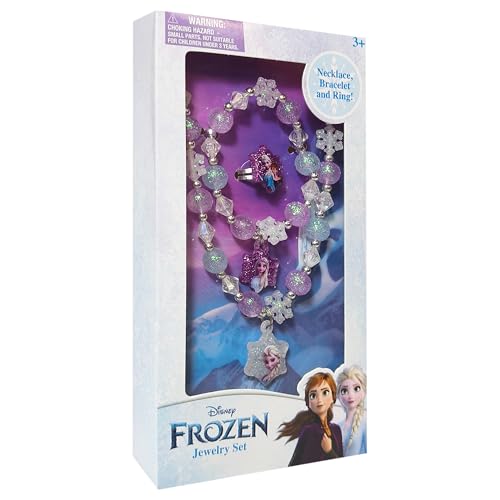 LUV HER Parure de bijoux pour fille La Reine des neiges 3 pièces avec collier, bracelet et bague...