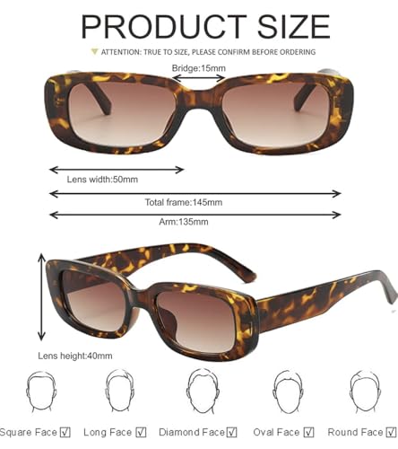 Image of ARICKS Rectangle Sunglasses for Women Men | Trendy Retro Fashion, UV 400 Protection, Square Frame