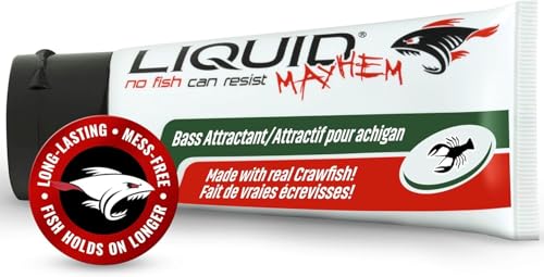 Liquid Mayhem Bass Fish Attractant Gel 60 ml / 2 oz · 60 Uses 1-Pack – Real Bass Bait & Aminos | UV-Enhanced Long-Lasting Gel – All Lure Types