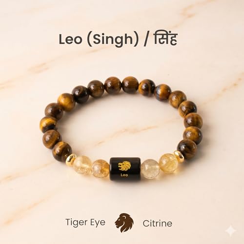 Image of ARDEN Zodiac Crystal Bracelet for Men & Women | All Rashi Crystal Bracelets | Natural Healing Stone Astrology Bracelets | Adjustable Energy Bracelet for Wealth, Positivity & Protection | Birthday Gift