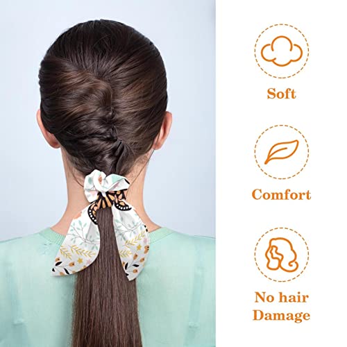 Chouchous en velours lot de 6 élastiques cheveux motif floral et oreilles de lapin