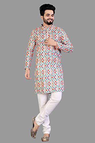 Image of Men's Printed Cotton Kurta