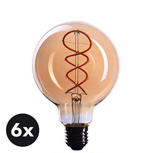 CROWN LED 6x Edison Gloeilamp - E27 lamp - Dimbare lamp - 4 W, Warm Wit 230 V, EL19 - Vintage Lamp in Retro/Antieke Look… - Afbeelding 3