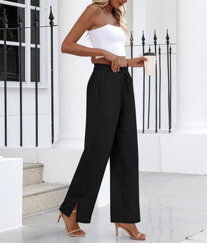 HOTGIFT 2025 Womens Pants Wide Leg High Waisted Adjustable Drawstring Trousers with Pockets Casual Lightweight2