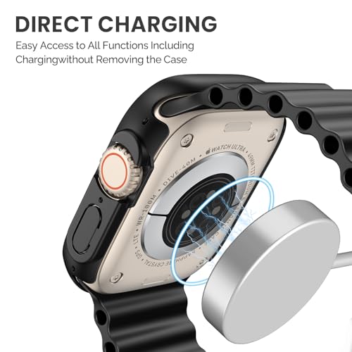 Image of Misxi Case with Screen Protector for 49mm Apple Watch Ultra3 /Ultra2 /Ultra | 2-Pack Cover with Tempered Glass for Ultra 3 /2 /1, Scratch Resistant Sensitive Touch Protection, Black