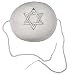 Romy & Rosie Crochet Brit Milah Yarmulke/Kippah with Ties/Baby Size 4.5 inch 11.5cm (White with Silver)