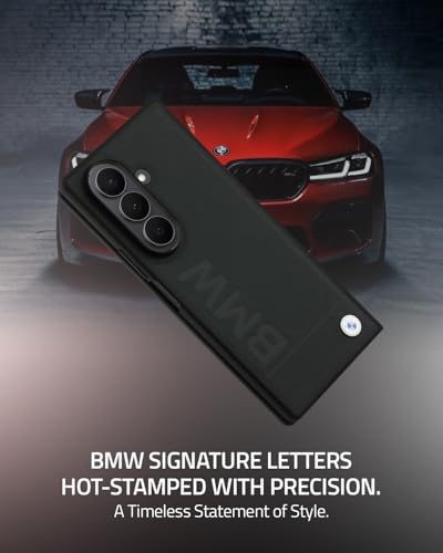 Image of CG MOBILE BMW [Official Licensed] Signature Collection | Genuine Leather Case with Big Wordmark Protective Case /Cover Designed for Galaxy Z Fold 7 (2025) - Black
