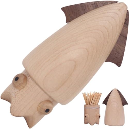 Distributeur de cure-dents en bois forme calmar pour table propre - 2
