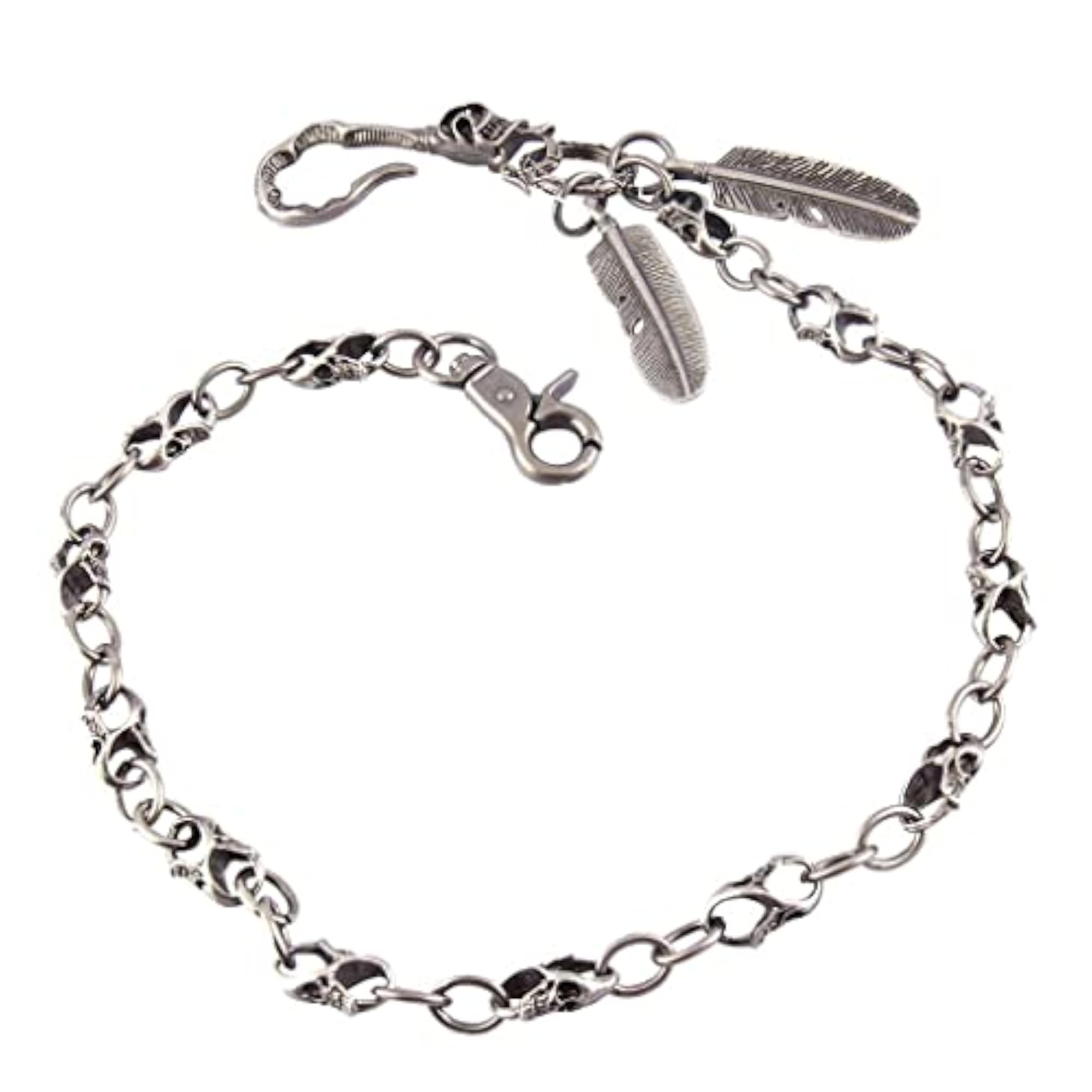 Men's Biker Rock Punk Wallet Chain, Antique Silver Style