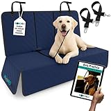 MOMONELO Protector Asiento Coche Perro Azul + 2 Cinturones| Funda Coche Perros Asiento Trasero Medida Universal | Impermeable, Antideslizante y Antiarañazos | Fácil de Instalar y Limpiar (Funda Azul)