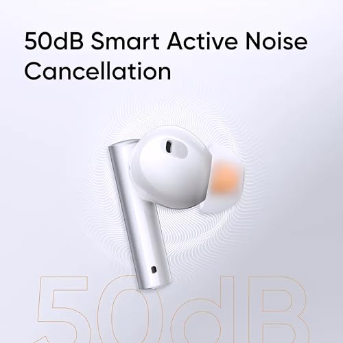 Image of [Original] Buds for Realme Air 6 Buds | 50dB Active Noise Cancellation, Hi-Res LHDC Audio,12.4mm Dynamic Bass Driver,6 Mic Clear Voice Calls, 51,IP55 Waterproof,TWS for Apple & Android (Flame Silver)