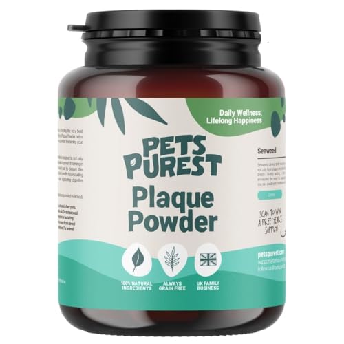 Pets Purest Polvo Dental Antisarro 185g   Elimina el Sarro y la Placa Dental en Perros, Gatos y Mascotas   100% Natural para Prevenir el Mal Aliento