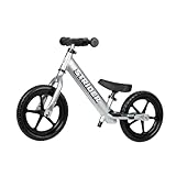 Strider 12” Pro Bike, Silver - No Pedal Balance Bicycle for Kids 1 to 4 Years - Includes Safety Pad, Padded Seat, Mini Grips & Flat-Free Tires - Tool Free